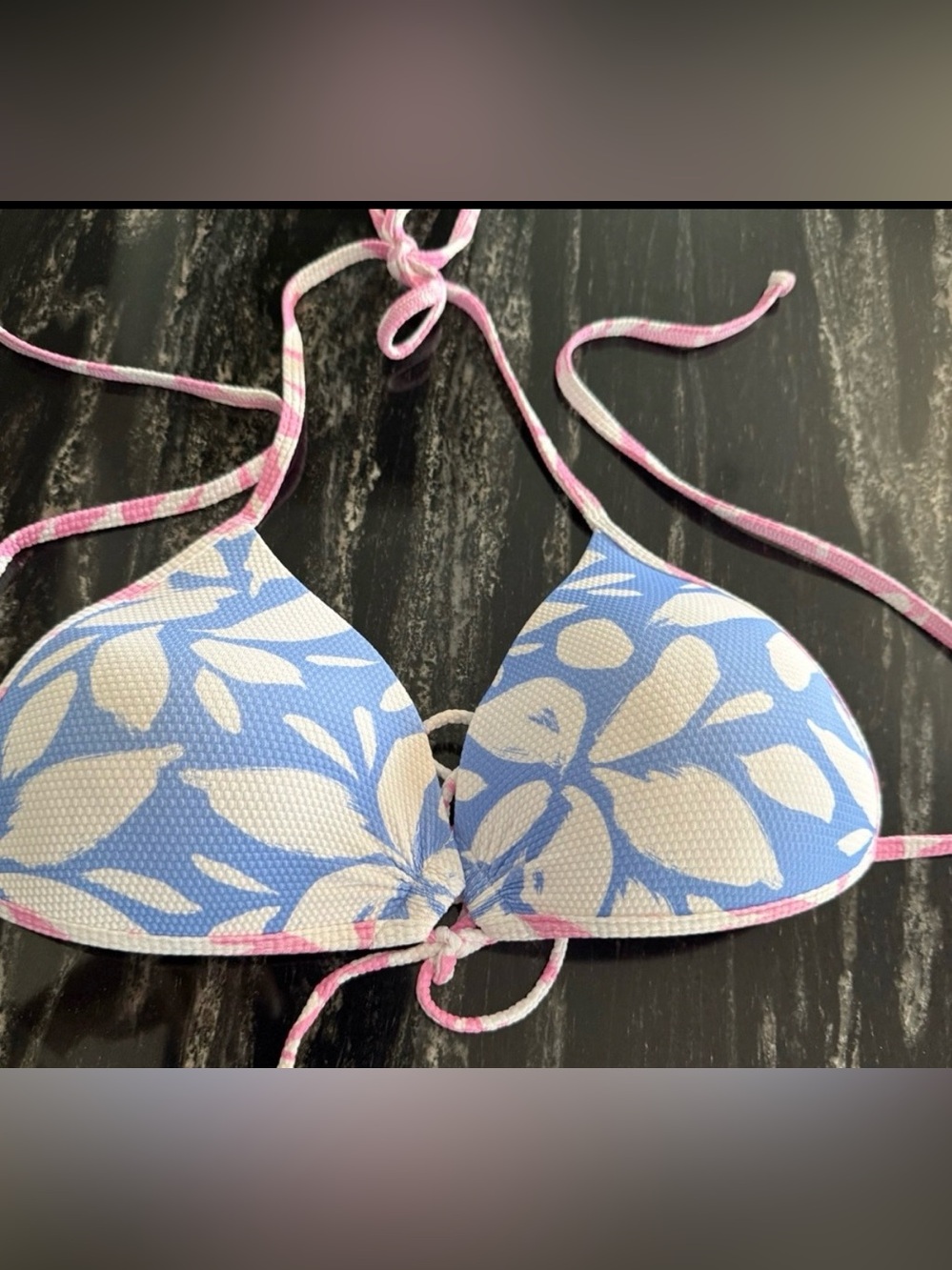 Body Glove Petals in periwinkle Blue and Pink Bikini Top